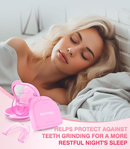 Image of Anti Grinding Guard, Small Mouth Guard for Women, 4 Pack Moldable Teeth Guard at Night Sleep Ventilated Teeth Grinding Guard Box with 5X Magnifying Mirror