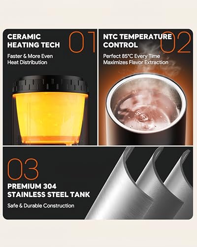 Image of Portable Espresso Machine Mini 19Bar Rechargeable 2-in-1 Multi-Function Electric Coffee Machine One Key Extraction Compatible with NS Capsules and Ground Coffee for Office Home 7800MAH (BLACK-NEW)