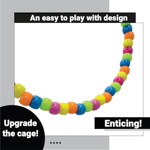 Image of 960 Ringing Rainbow Swing- Handcrafted Colorful Bird cage Toy, Smooth Rainbow Plastic Beads, Ringing Metal Bell, Fun Circle Swing Shape, Great for Small Birds Parakeets Cockatiels Budgies Lovebirds