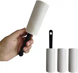 Kit 3 Rolos Tira Pelo c/ 20 Folhas Adesivas Cada, Reutilizável, Extra Pegajoso, para Remoção de Pelos de Roupas Animais de Estimação, Poeira e Fiapos de Tecidos c/Facilidade, Refil Fácil de Trocar