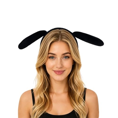 TOPDAOYUN Animal Ears Headband Black Dog Ears Headband with Furry Halloween Costumes Christmas Headband Costume Party and Cosplay Decor for Women