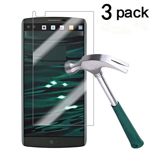 TANTEK YYY32 Bubble-Free, HD-Clear, Anti-Scratch, Anti-Glare, Anti-Fingerprint, Premium Tempered Glass Screen Protector for LG V10-3 Piece
