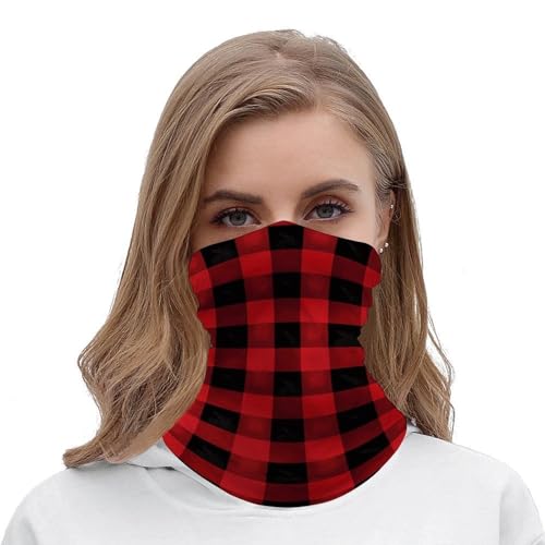 Cuello pasamontañas mascarilla facial transpirable a prueba de viento con patrón de cuadros rojo y negro, protección solar y polvo, balaclava para hombre y mujer miniatura 4