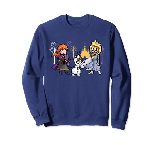 Disney Frozen 2 Anna, Elsa and Olaf 8-Bit Pixilated Sudadera