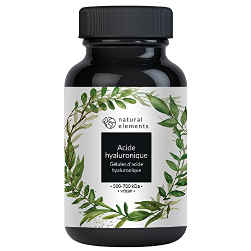 Gélules Acide hyaluronique pur - fortement dosées avec 500 mg - 500-700 kDa - 90 gélules - produit testé en laboratoire et végan Cover