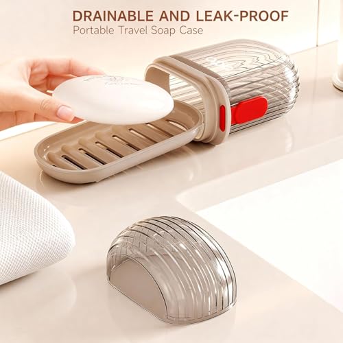 Image of Travel Soap Box - Plastic Transparent Waterproof Portable Soap Dish Box for Travel, Camping & Outdoor, Leakproof Soap Box Case with Lid Draining Soap Bar Holder Dish Container (1, Travel Soap Box)