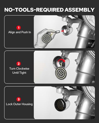 Image of Benlari 1157 LED Front Turn Signal Light 2 inch Bullet Smoke Lens Cover Kit Compatible with Harley Davidson Dyna Softail Touring Road King Electra Street Glide 1997-2024