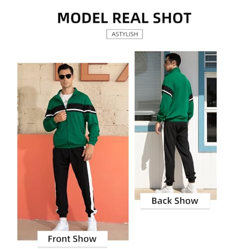 Image of LBL Leading the Better Life Men's Sweat Suit 2 Piece Outfit Casual Contrast Sports Jogging Tracksuits Set