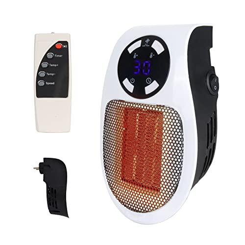 GUBOOM 500 W Plug Heater Mini Cerámico Portátil, Calentador Eléctrico con Pantalla LED y Termostato Digital, PTC Safe Silent Power Upgrade Calentador de cerámica, para sala de estar Baño Cover