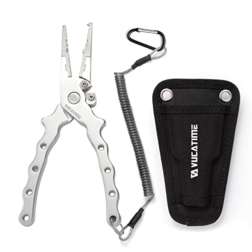 VUCATIME Aluminum Fishing Pliers Saltwater, Fishing Pliers Hook Remover, Multi-Function Fishing Tools, Saltwater Fishing Tackle, Fishing Gear