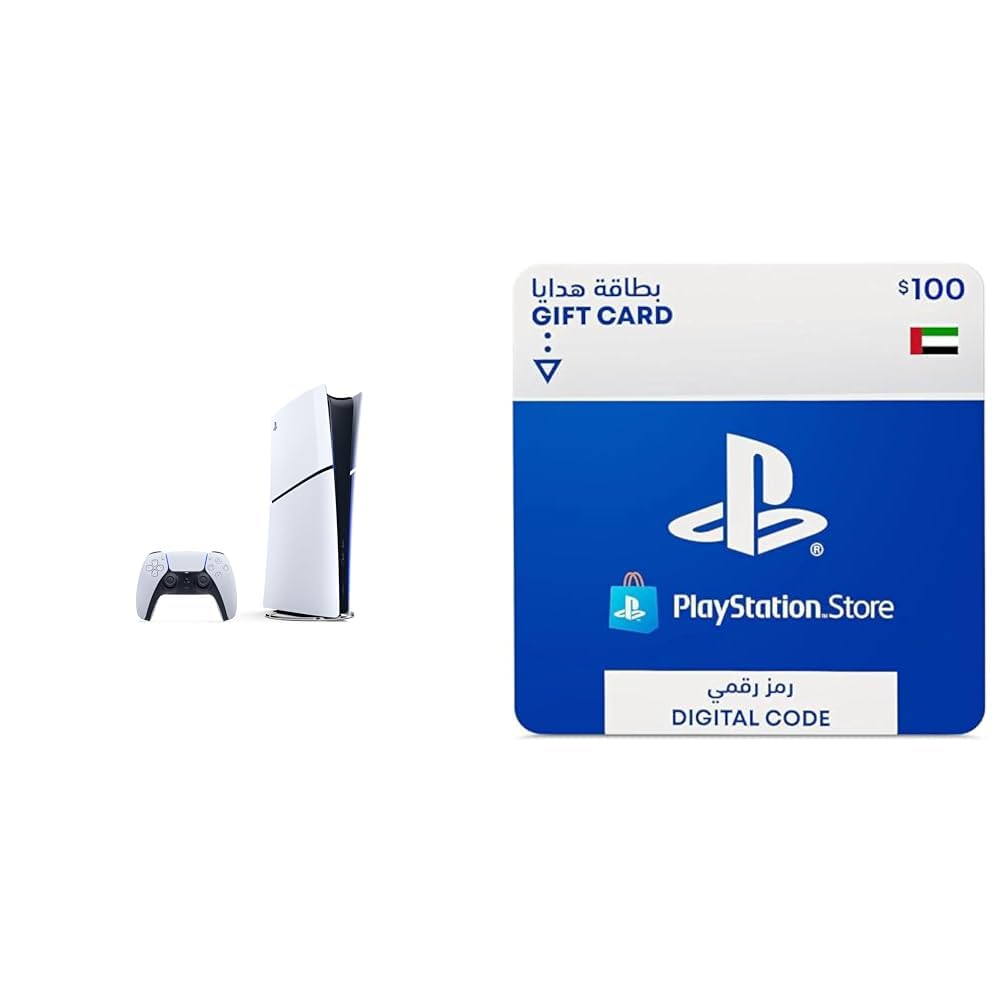 PlayStation 5 Digital Console (New 2023 Slim Model)- UAE Version + PlayStation Top up Card $100 [UAE Account] [Digital Code]