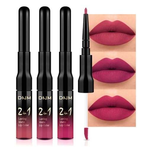 Image of evpct 3Pcs Mauve pink Berry pink Rose red Lip Stain Paint Matte Lip Liner and Lipstick Set Long Lasting labiales matte mate larga duracion listip 24 hour a prueba de agua mate 24 horas originales