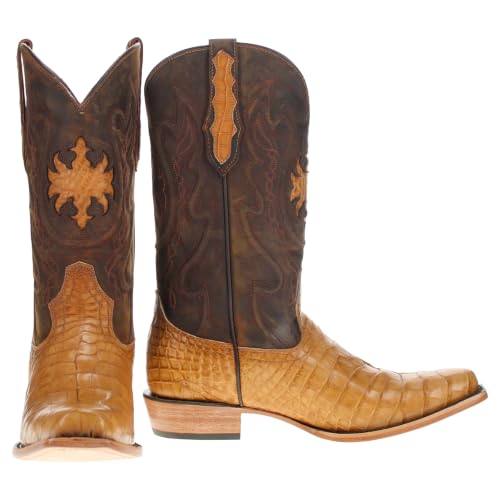 Image of Vaccari Men's Travis Genuine American Alligator Belly Leather Western Cowboy Boots