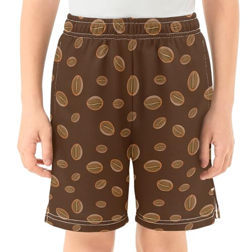 J JOYSAY Coffee Bean Cocoa Brown Boys Athletic Shorts Kids Youth Casual Shotrs with Elastic Waistband Pockets2