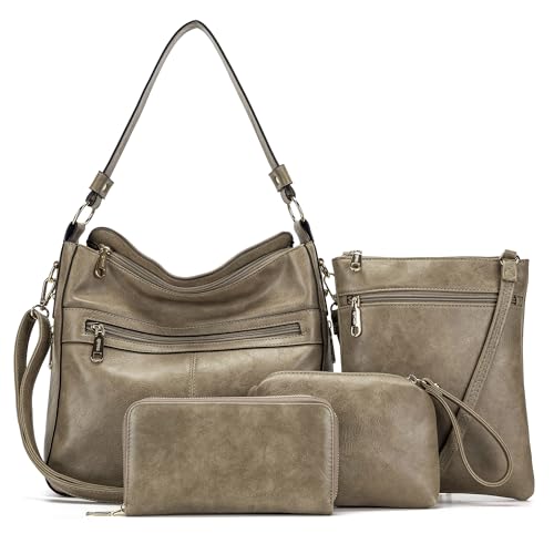 Image of Qiyuer Purses for Women 4PCS Handbags and Wallet Set Large Hobo Bag | Vegan Leather,Daily Commuting,Crossbody /Shoulder Bags,Multi card slot wallet