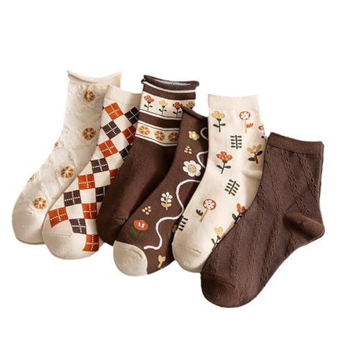 Qianly 10 Pairs Socks Woman Socks Non Slip Machine Wash Soft Elastic Fashion Low Cut Socks Casual for Teens Women Gift Mom Girls, Pure Brown3