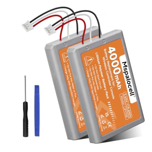 Mspalocell PS5 Controller Battery 4000 mAh para Sony PlayStation 5 / LIP1708, PS5 Dual Sense Controller CFI-ZCT1W CFI-ZCT1J, Batería PS5 2 Piezas