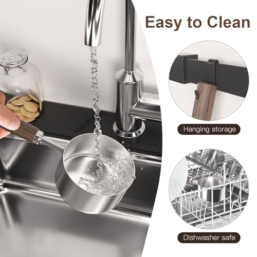 Image of Dog-Cat Food Scoop Measuring-Cup - 3 /4 Cup (6 Oz),304 stainless steels,Black walnut long handle