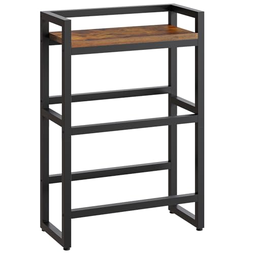 HOOBRO 3-stöckiges Getränkekistenregal für 2 Kisten, Getränkeregal, Bier- und Obstkistenhalter, Tragkraft 50 kg/Etage, Metallgestell, für Küche, Garage, Laden, Vintagebraun und Schwarz EBF102CJ01