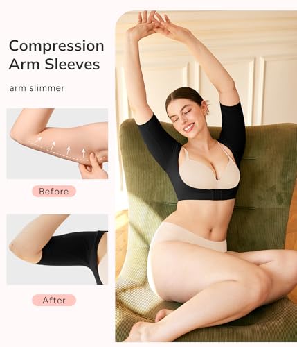LODAY Arm Compression Sleeves for Women Lipo Upper Arm Shaper Post Surgery Slimming Arm Sleeve2