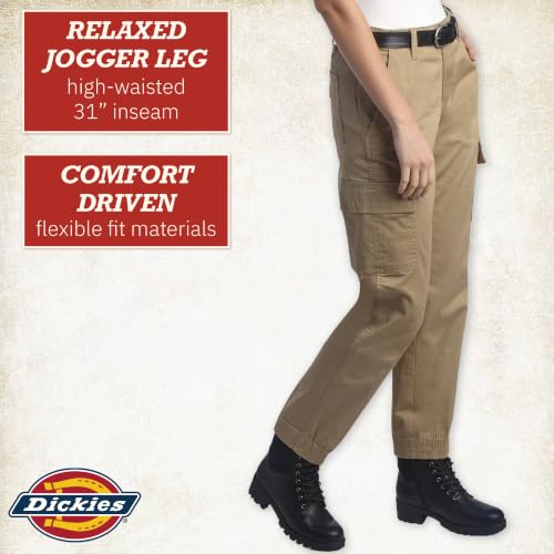 Image of Dickies Womens High Rise Cotton Twill Cargo Joggers Elastic Ankle