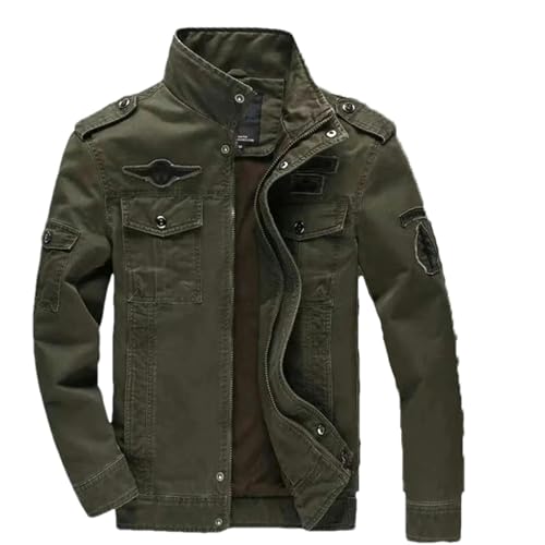 BoShiNuo Men's Military Utility Jacket, Casual Stand Collar