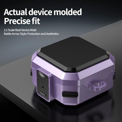 Image of Hybrid Lock Armor Case Cover for Samsung Galaxy Buds 4 and 4 Pro, Rugged, Shockproof with Heavy Duty Carabiner (Purple, Armor with Lock)
