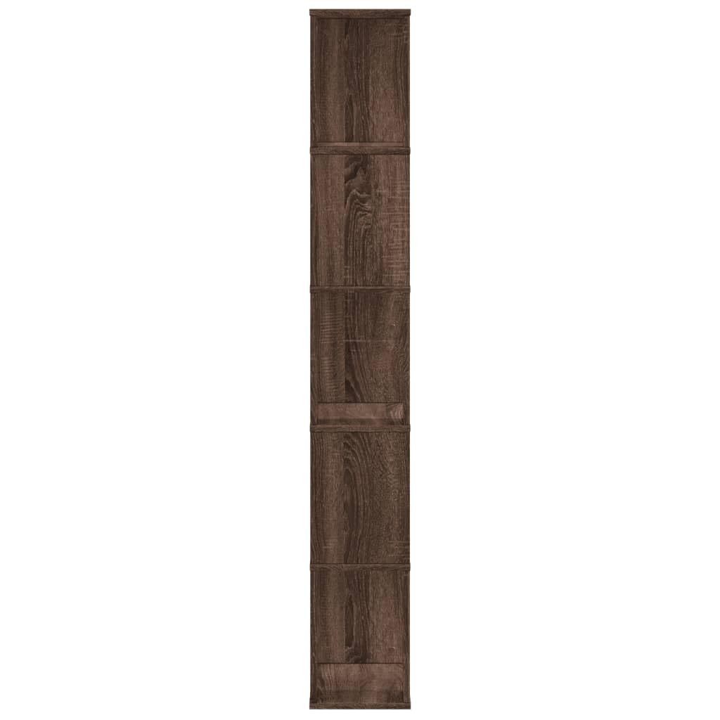 Bücherregal 5 Böden Braun Eichen-Optik Holzwerkstoff 45 x 23,5 x 162,5 cm für Bücher Akten Ordner, als Standregal und Raumteiler mit Stauraum