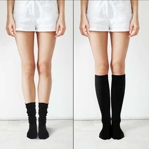 Image of Psyqtsuary 3 Pairs Women's Opaque Stretchy Cotton Knee High Stockings, Fashion Women's Knee High Socks Althletic Socks Black Socks for Women Knee High Stockings Tall Black Socks Long Black Socks