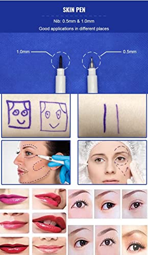 Skin Marker Pen for Eyebrows Single Nib, 1x Pen & 1x Ruler, Tattoo Pen Permanent & Microblading Ruler, Purple - Image 3