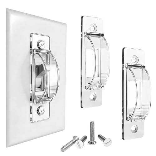 VAQULION Light Switch Cover Guard 2 Pack Clear Light Switch Lock Light Switch Guard Child Proof Light switch cover to Prevent Accidental ON/OFF from Kids Pets & Bumps Includes Screws