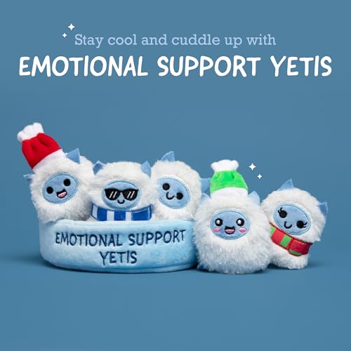 Image of What DO You Meme? Emotional Support Yetis by Relatable, Cuddly Stuffed Animals, Plushies, and Cute Stuff, Great Gift Ideas for Loved Ones of All Ages, Includes 5 Plushies with Carrying Basket