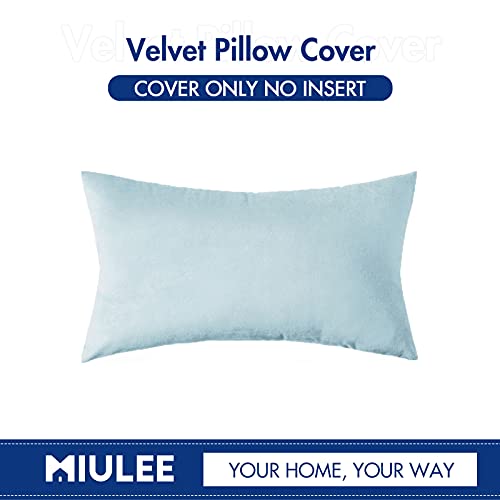 Miulee Velvet Pillow Cover Decorative Square Pillowcase Soft Solid Cushion Case For Sofa Bedroom Car 12 X 20 Inch Baby Blue #TOP5