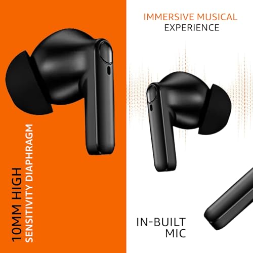 Image of Amazon Basics True Wireless in-Ear Earbuds with Mic, 10MM Dual Drivers, Touch Control, IPX5 Sweat & Water Resistant, Bluetooth 5.1, Up to 50 Hours Play Time, Type-C Fast Charging (Black)