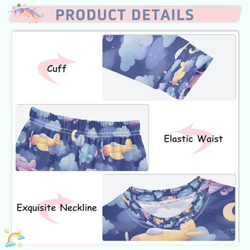 senya Dreamliner Aircraft A Pajamas Set Long Sleeve Soft Cotton Sleepwear 2 Piece4