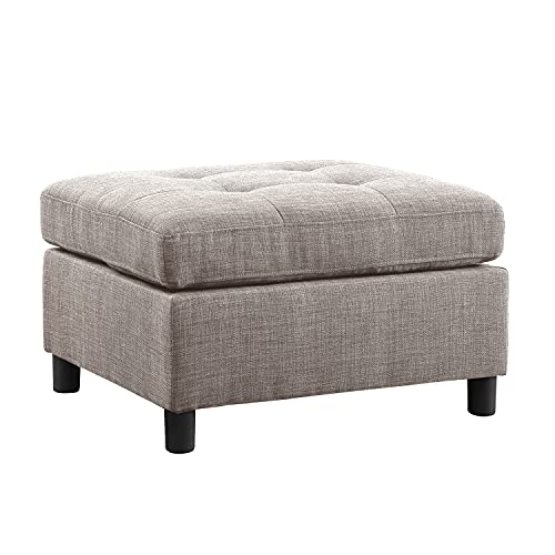 Moxeay Foot Stool Living Room Small Ottoman Fabric Ottoman Rectangle Footrest Stool Ottoman Coffee Table Fabric Tufted Ottoman for Living Room Bedroom and Hallway, 29" Lx23 Wx18 H, Light Grey