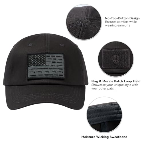 Image of Tactical Hat with Flag Patch Camo Military Army Hats Adjustable Trucker Baseball Cap Soft Top for Shooting