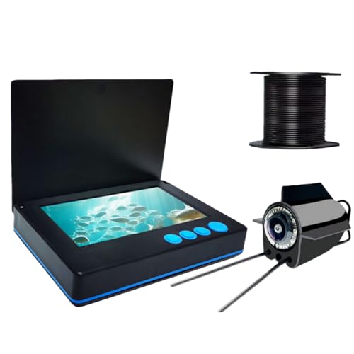 DJDQポータブル水中釣りドローン、赤外線LEDカラーディスプレイを備えたIPS魚群探知機、4.3インチと5インチの自由選択、220°水中視野、低視認性環境、釣り、海釣り、川釣り、餌釣り、ボート釣りに適しています (ブラック,防水4.3mmスクリーン +