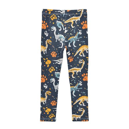 Wusikd Colorful Dinosaur Girls' Leggings Toddler Doodles Bones Kids Yoga Pants Dance Active Tights 4T2