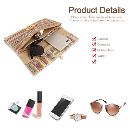 Straw Clutch Purse Crossbody Bag for Women Designer Evening Handbag Casual Summer Beach Straw Shoulder Bag3