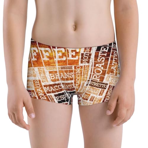 Boys' Cotton Boxer Brief Soft Underwear-Hand Drawn Vintage Coffee
