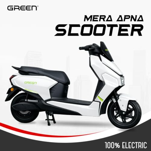 Image of Green Polo Low Speed Electric Scooter Non RTO with Portable Charger (80 KM - White)