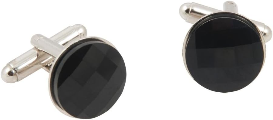 Junee Hee Men's Swarovski Jet Round Crystal Cufflinks