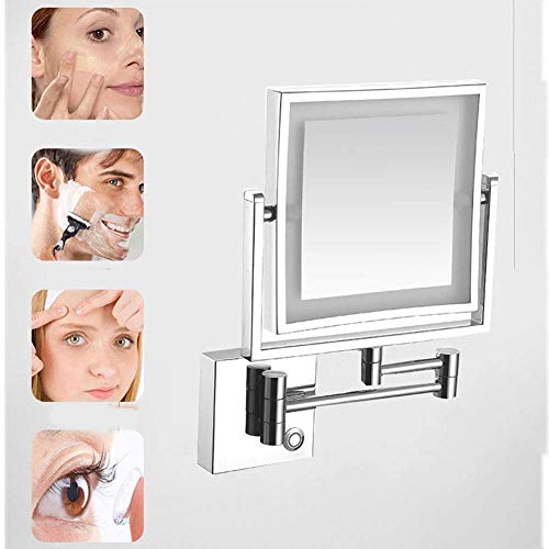 Miroir de maquillage mural pivotant grossissement 3X extensible double face - 6