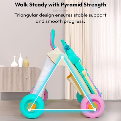 Image of Uonibaby by StarAndDaisy 2-in-1 Baby Multiactivity Push Walker with Doodle, for Infants & Toddlers, Educational Elements and -in-Stable & Safe Design /Multi Purpose Walker for new Born