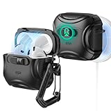 ESR AirPods 4 ケース AirPods 第4世代 ケース(2024) (USB-C) 対応 MagSafe 対応 落下防止ロック イージーオープン Cyberシリーズ ブラック