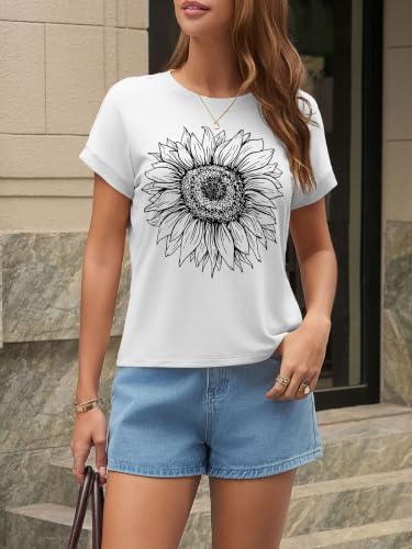 Image of UNCLECAT Womens Crop Tops Loose Fit Cap Short Sleeve Summer Tee