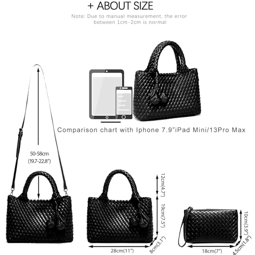 Image of Woven Tote Bag for Women with Coin Purse, Foldable Chain Small Crossbody Handbags, Fashion Shoulder Bag, Hobo Satchel