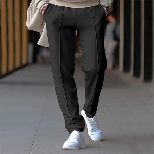 Mens Lightweight Casual Pants Fashion Solid Color Trousers Loose Closed Rope Straight Trousers Spring Autumn2
