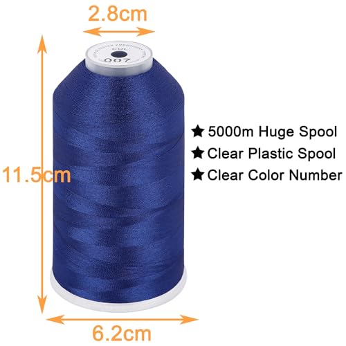 Image of New brothread - Single Huge Spool 5000M Each Polyester Embroidery Machine Thread 40WT for Commercial and Domestic Machines - Prussian Blue